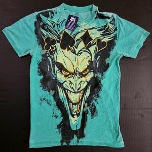 DC Comics Joker Green Gold Foil T Shirt All Over Print Hand Made Size Small